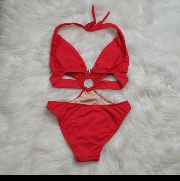 Booty by Brabants Brazilian Red cutouts one piece cheeky high-waist swim wear Lg - Picture 10 of 16